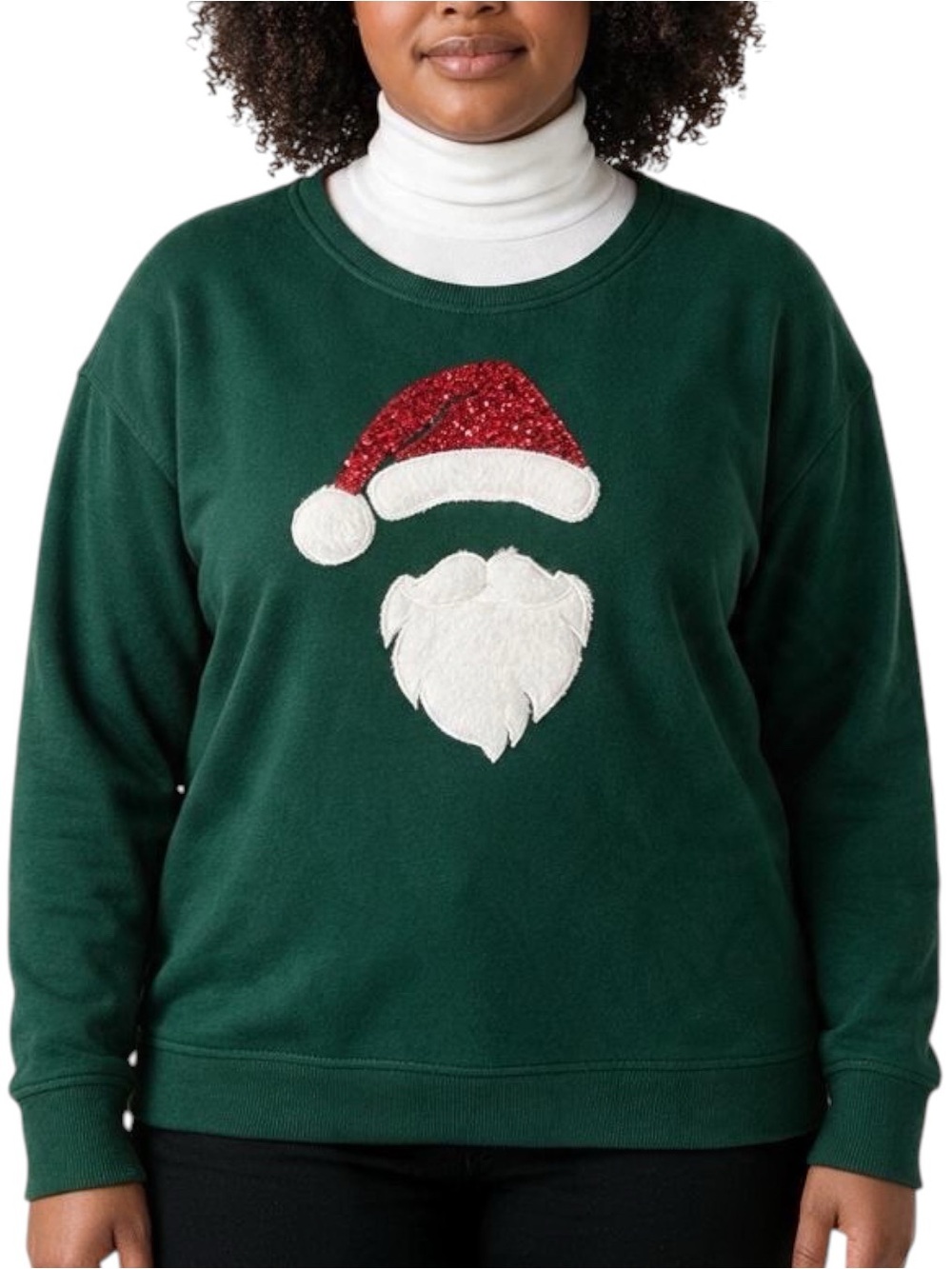 JANE + DELANCY Santa Graphic Green Sweatshirt Size XL